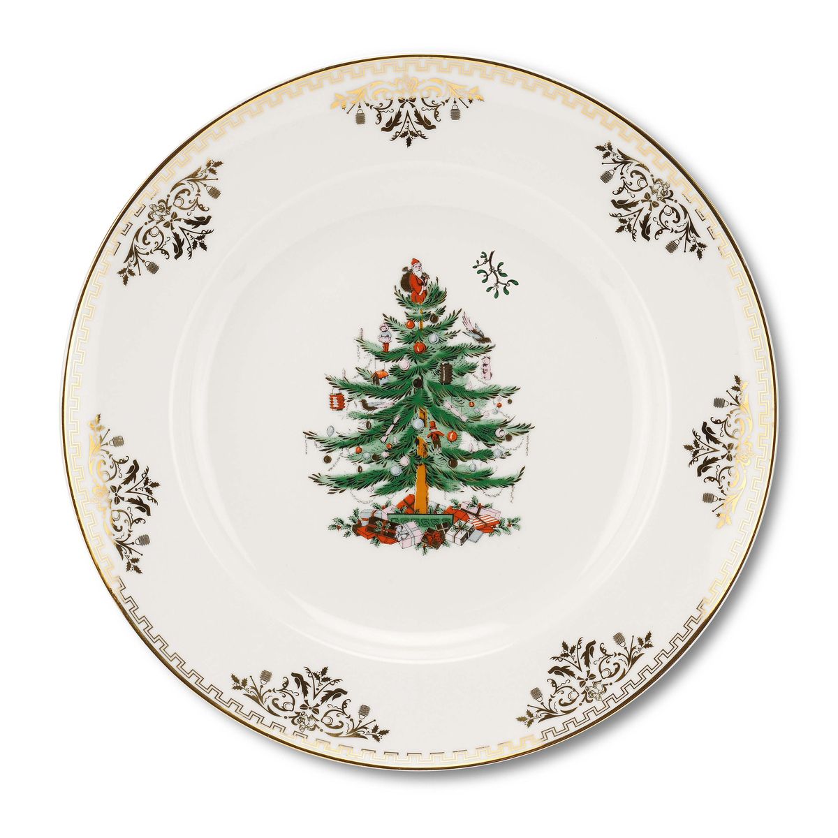 Christmas Tree Gold 8 Inch Plate Set of 4 image number null